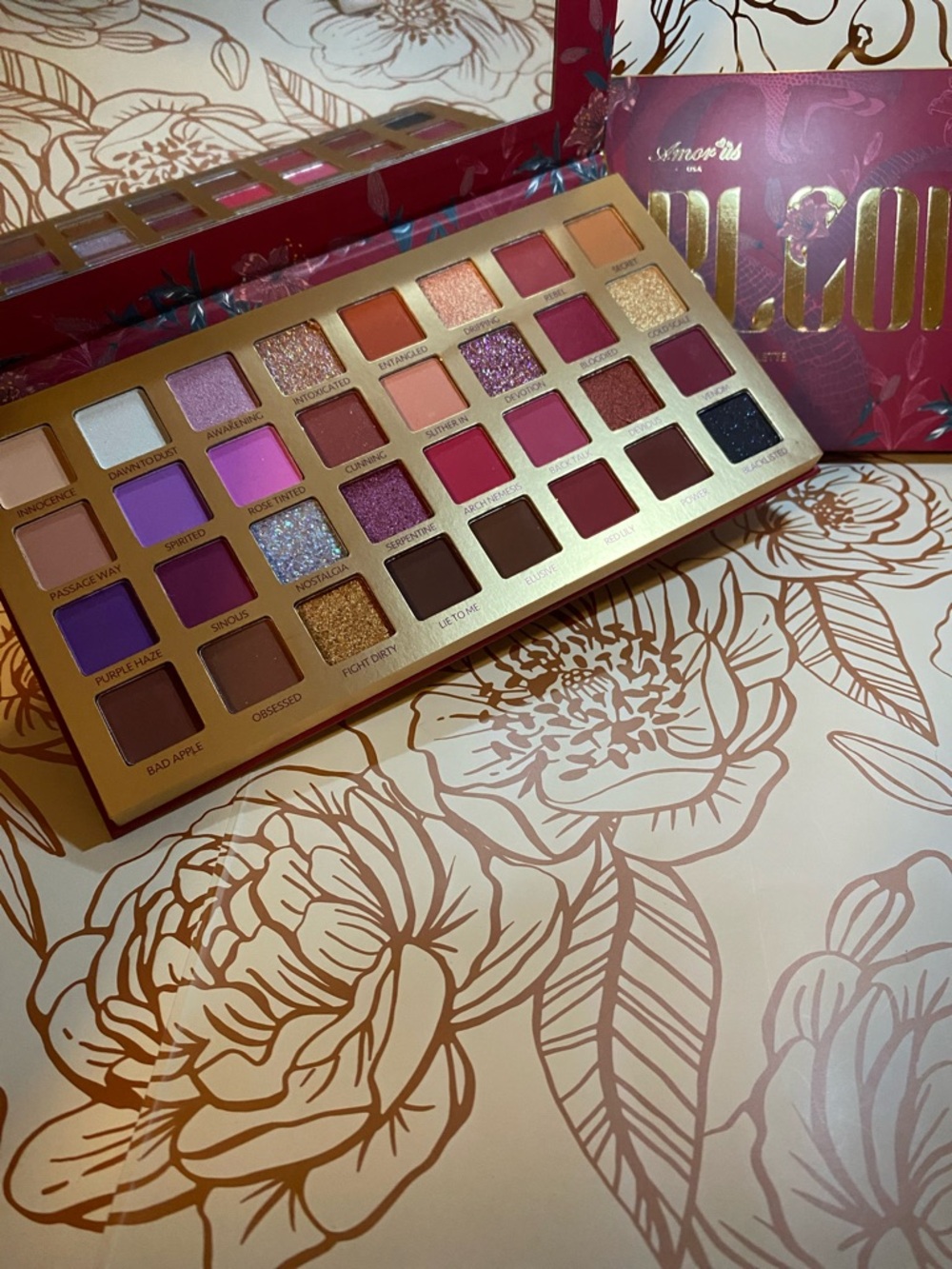 Bad Blood Eyeshadow Palette - Shimmery Red & Gold Packaging